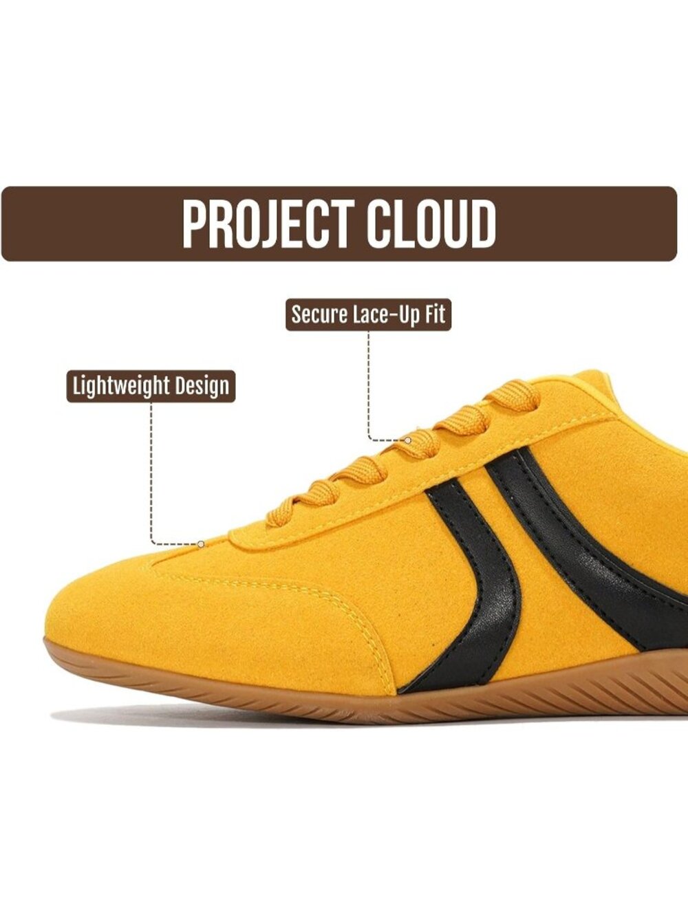 Women's Yellow Non-Slip Barefoot Soft Memory Foam Soft Memory Foam Sneakers - Picture 4 of 6